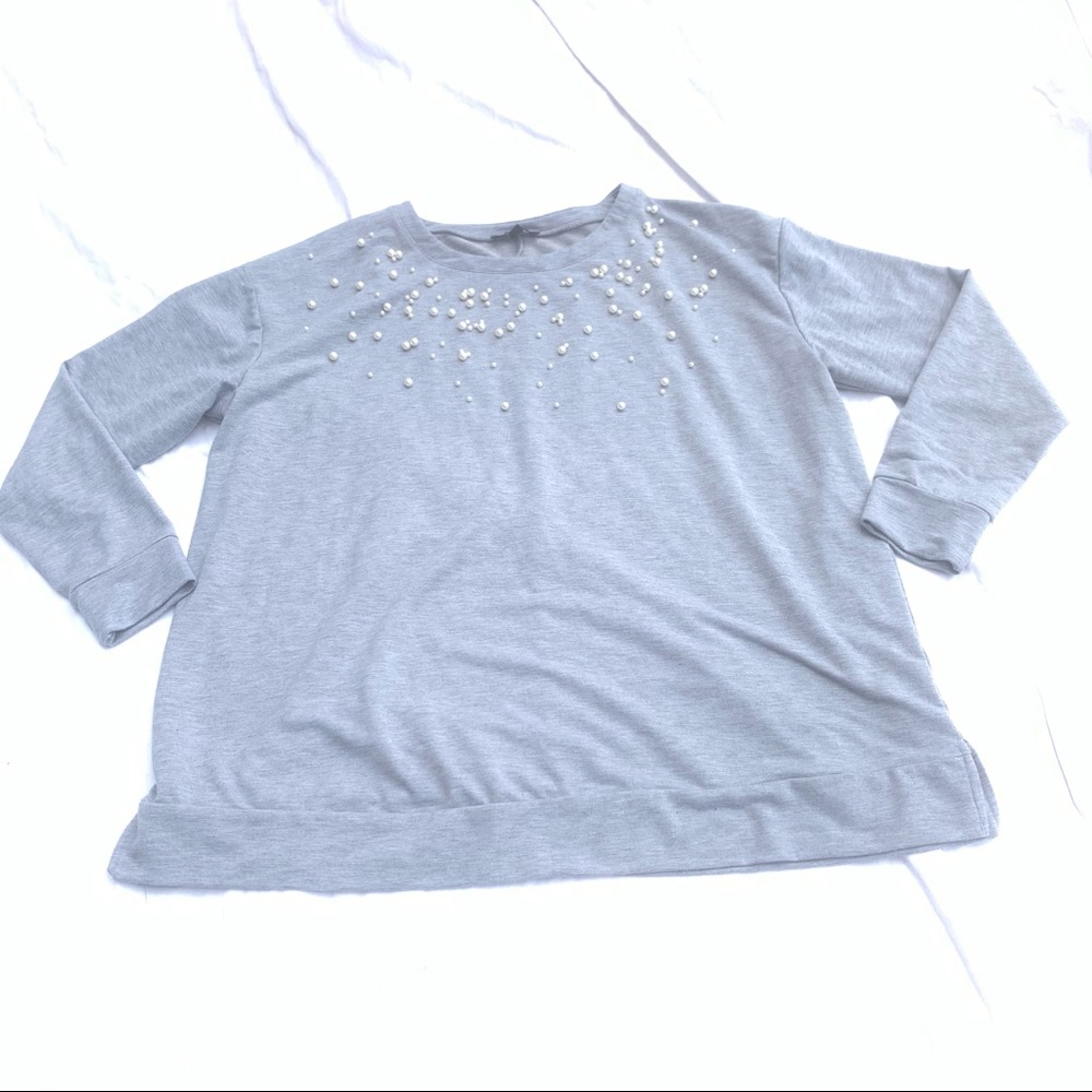 LANE BRYANT GRAY PEARL PULLOVER SWEATSHIRT SIZE 2X